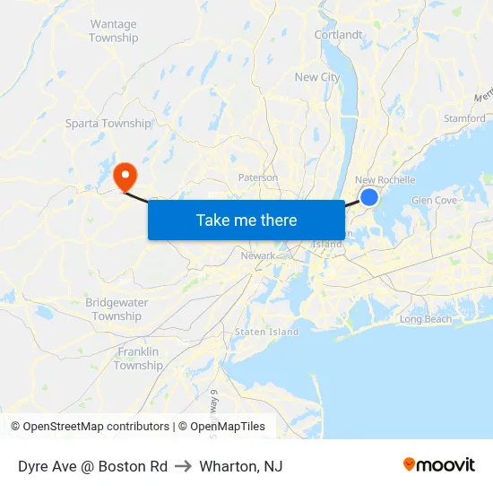 Dyre Ave @ Boston Rd to Wharton, NJ map