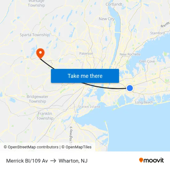 Merrick Bl/109 Av to Wharton, NJ map