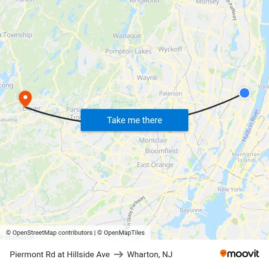 Piermont Rd at Hillside Ave to Wharton, NJ map