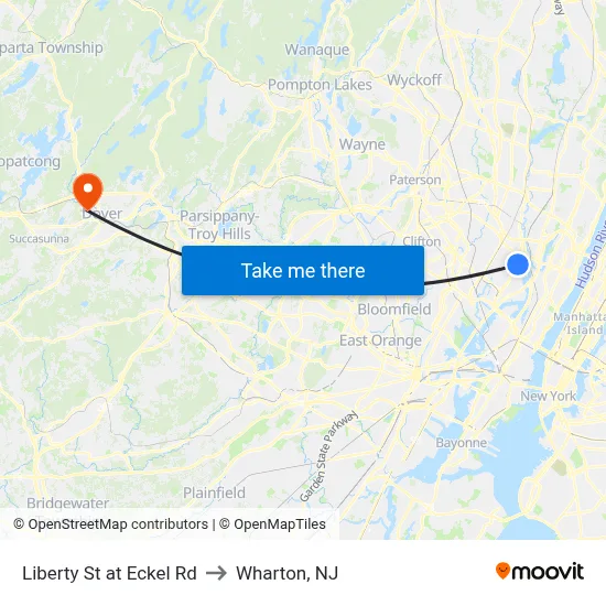 Liberty St at Eckel Rd to Wharton, NJ map