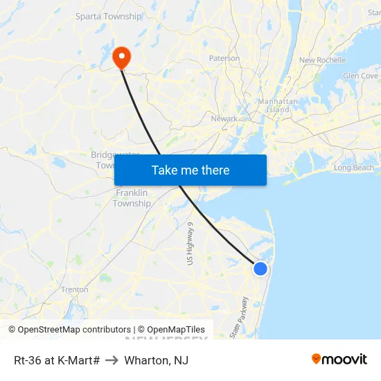 Rt-36 at K-Mart# to Wharton, NJ map