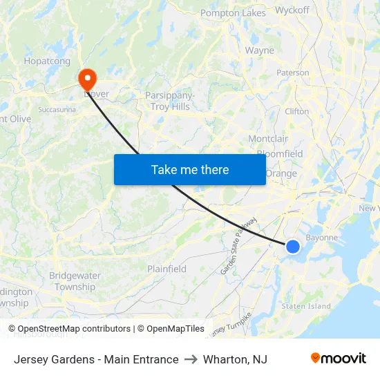 Jersey Gardens - Main Entrance to Wharton, NJ map