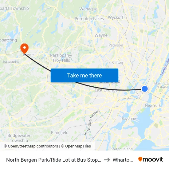 North Bergen Park/Ride Lot at Bus Stop Opposite T to Wharton, NJ map