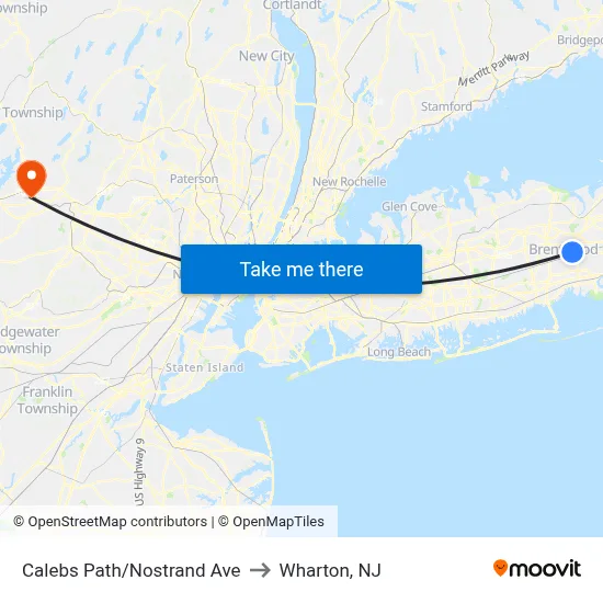 Calebs Path/Nostrand Ave to Wharton, NJ map