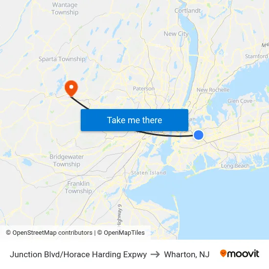 Junction Blvd/Horace Harding Expwy to Wharton, NJ map