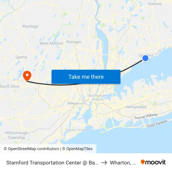 Stamford Transportation Center @ Bay F to Wharton, NJ map