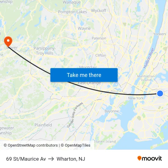 69 St/Maurice Av to Wharton, NJ map