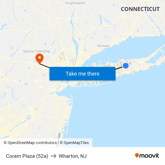 Coram Plaza (52a) to Wharton, NJ map