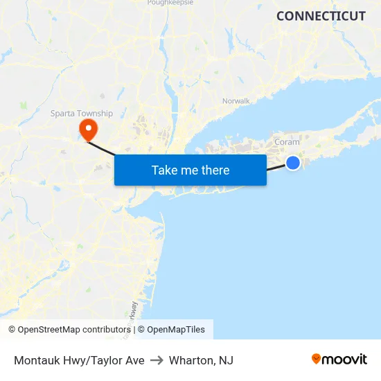 Montauk Hwy/Taylor Ave to Wharton, NJ map
