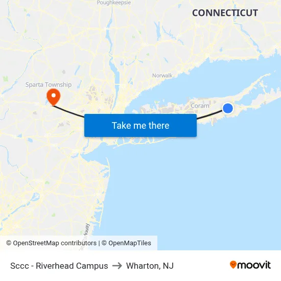 Sccc - Riverhead Campus to Wharton, NJ map