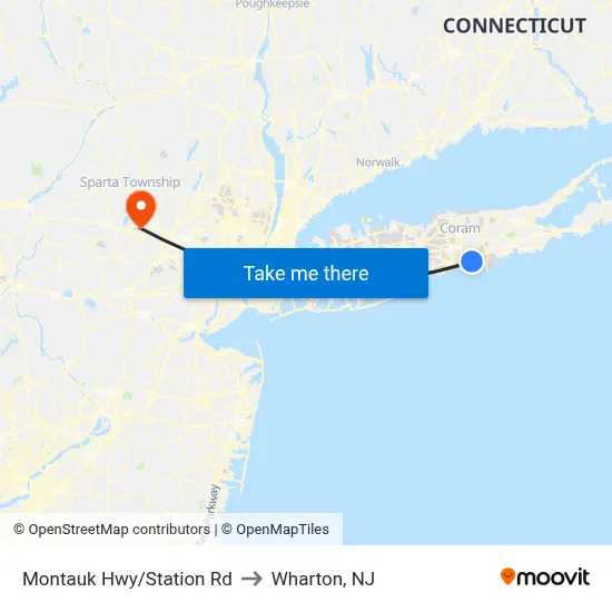 Montauk Hwy/Station Rd to Wharton, NJ map