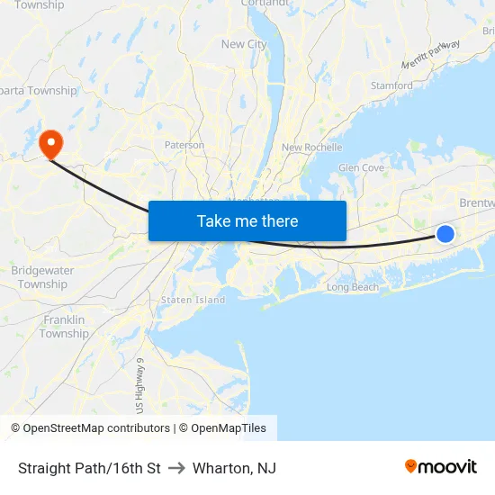 Straight Path/16th St to Wharton, NJ map