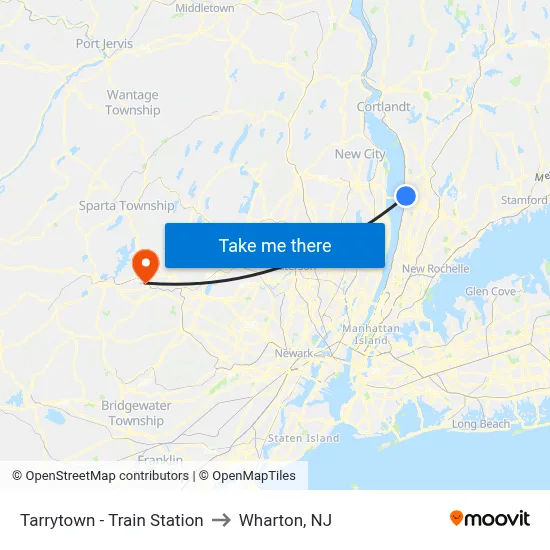 Tarrytown - Train Station to Wharton, NJ map