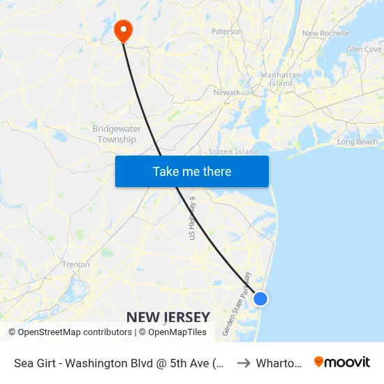 Sea Girt - Washington Blvd @ 5th Ave (Northbound) to Wharton, NJ map