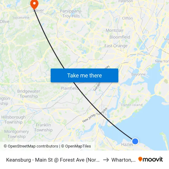 Keansburg -  Main St @ Forest Ave (Northbound) to Wharton, NJ map