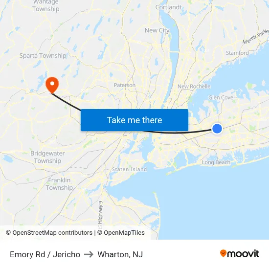 Emory Rd / Jericho to Wharton, NJ map
