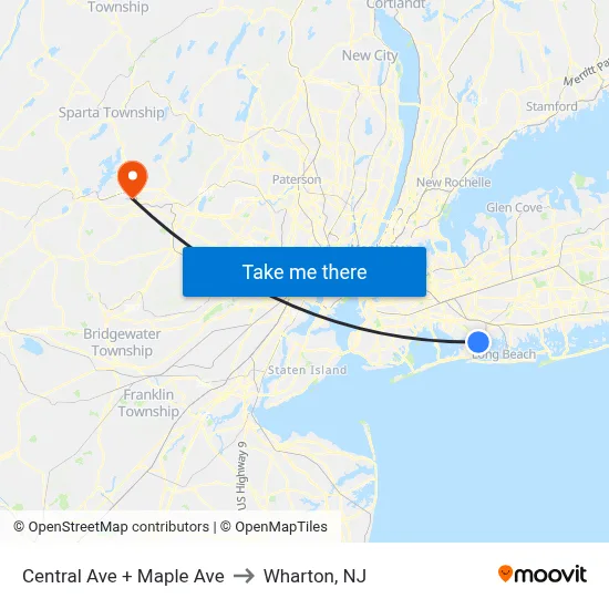Central Ave + Maple Ave to Wharton, NJ map