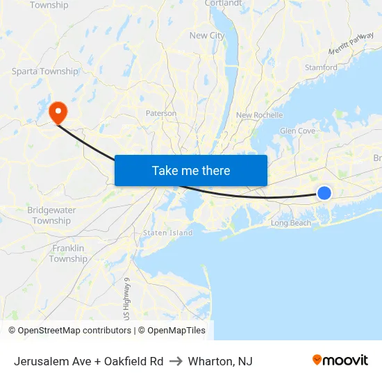 Jerusalem Ave + Oakfield Rd to Wharton, NJ map
