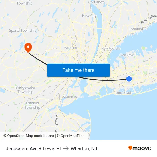 Jerusalem Ave + Lewis Pl to Wharton, NJ map