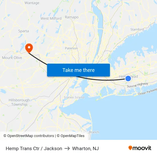 Hemp Trans Ctr / Jackson to Wharton, NJ map