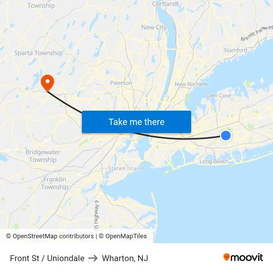 Front St / Uniondale to Wharton, NJ map