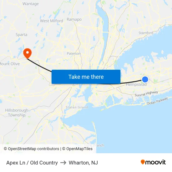 Apex Ln / Old Country to Wharton, NJ map