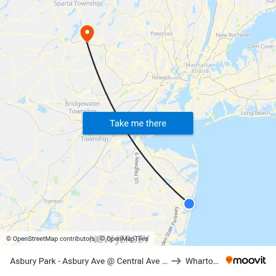 Asbury Park - Asbury Ave @ Central Ave (Northbound) to Wharton, NJ map