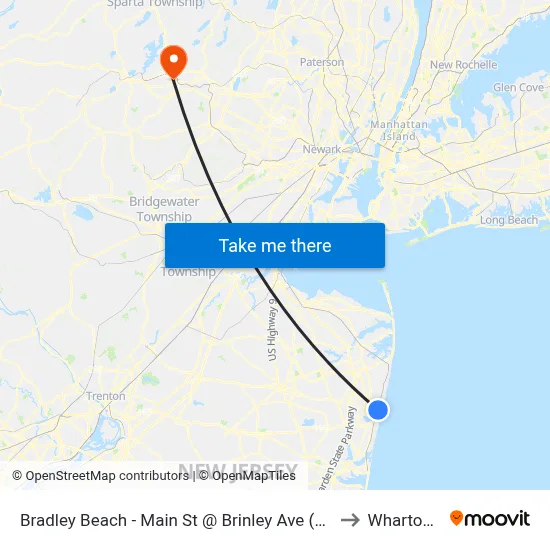 Bradley Beach - Main St @ Brinley Ave (Southbound) to Wharton, NJ map