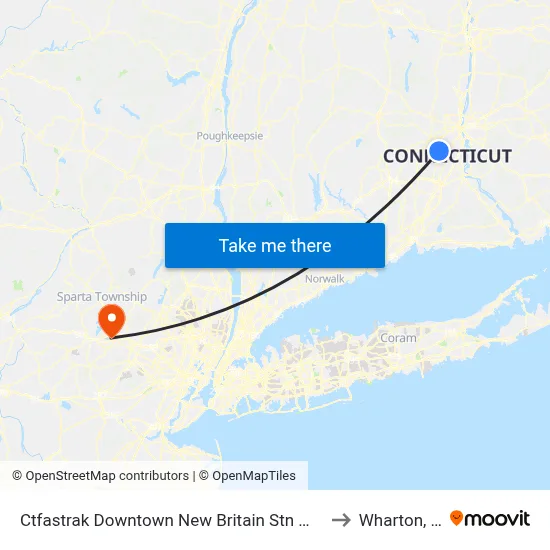 Ctfastrak Downtown New Britain Stn @ Bay B to Wharton, NJ map