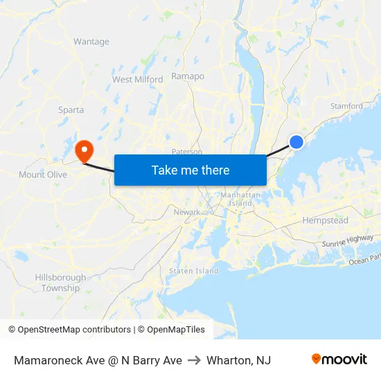 Mamaroneck Ave @ N Barry Ave to Wharton, NJ map