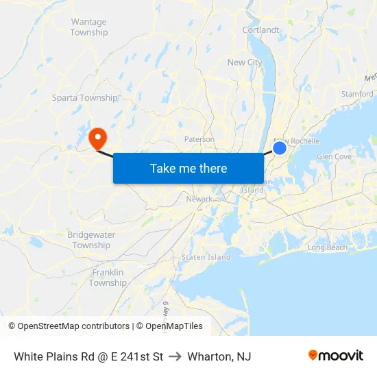 White Plains Rd @ E 241st St to Wharton, NJ map