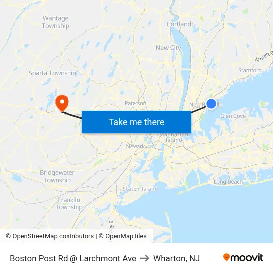 Boston Post Rd @ Larchmont Ave to Wharton, NJ map