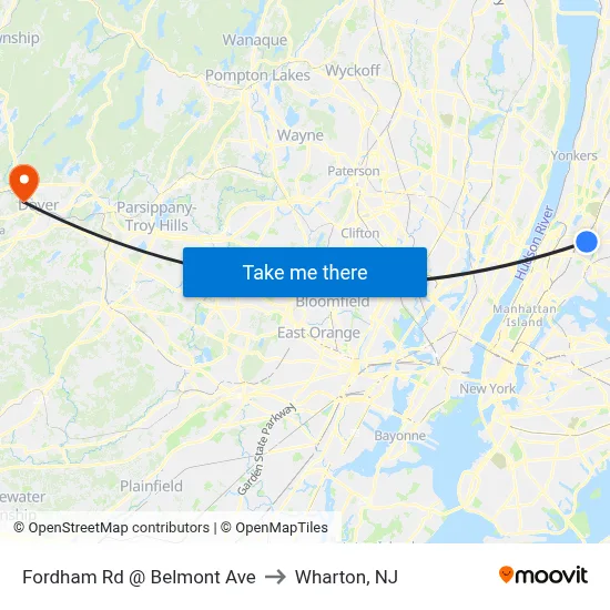 Fordham Rd @ Belmont Ave to Wharton, NJ map