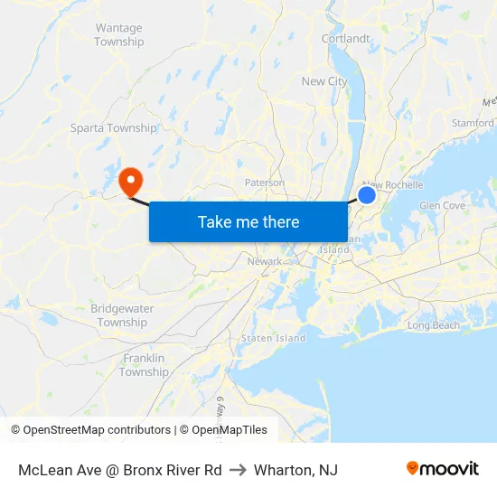 McLean Ave @ Bronx River Rd to Wharton, NJ map