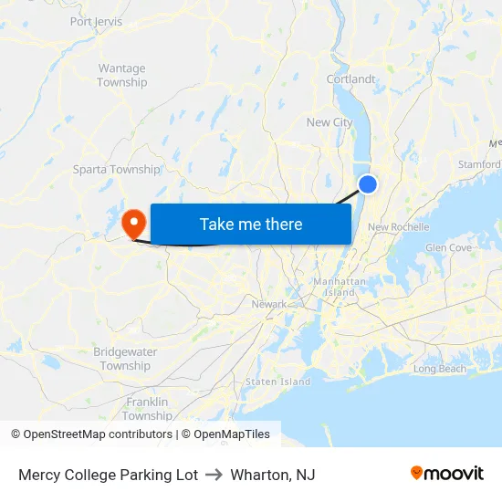Mercy College Parking Lot to Wharton, NJ map