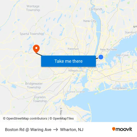 Boston Rd @ Waring Ave to Wharton, NJ map