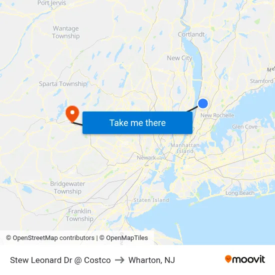Stew Leonard Dr @ Costco to Wharton, NJ map