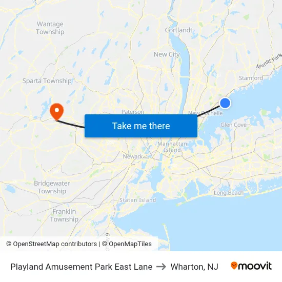 Playland Amusement Park East Lane to Wharton, NJ map