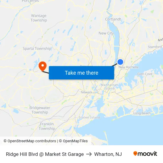 Ridge Hill Blvd @ Market St Garage to Wharton, NJ map