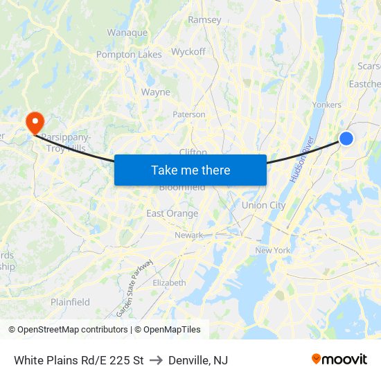 White Plains Rd/E 225 St to Denville, NJ map