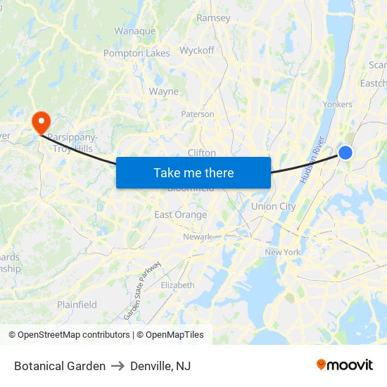 Botanical Garden to Denville, NJ map