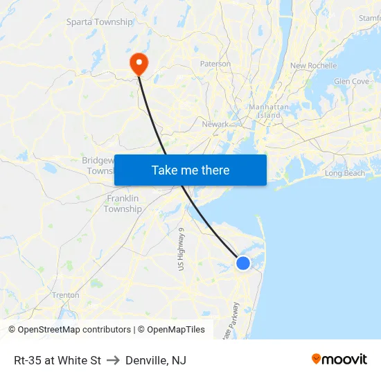 Rt-35 at White St to Denville, NJ map