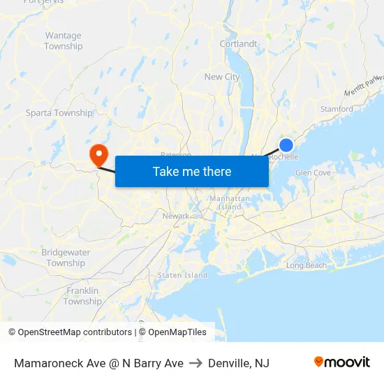 Mamaroneck Ave @ N Barry Ave to Denville, NJ map