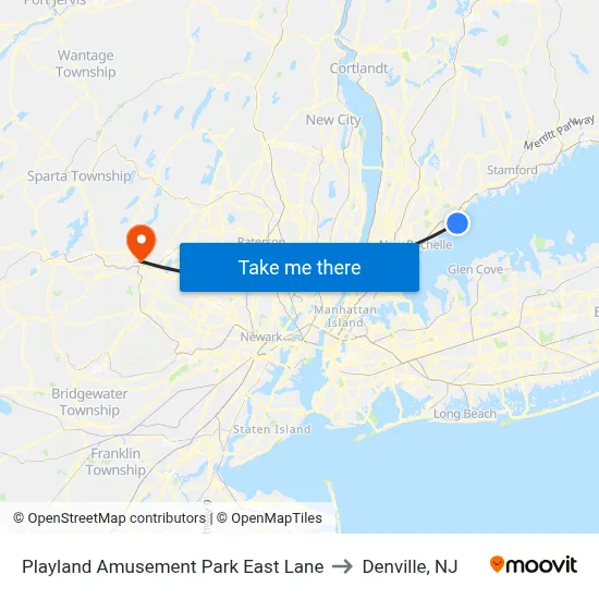 Playland Amusement Park East Lane to Denville, NJ map
