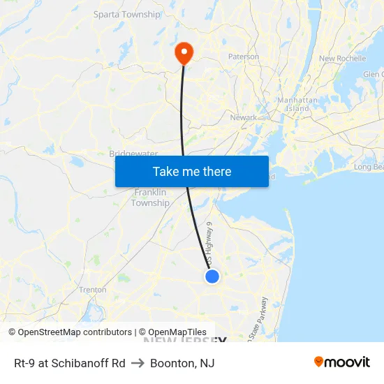 Rt-9 at Schibanoff Rd to Boonton, NJ map