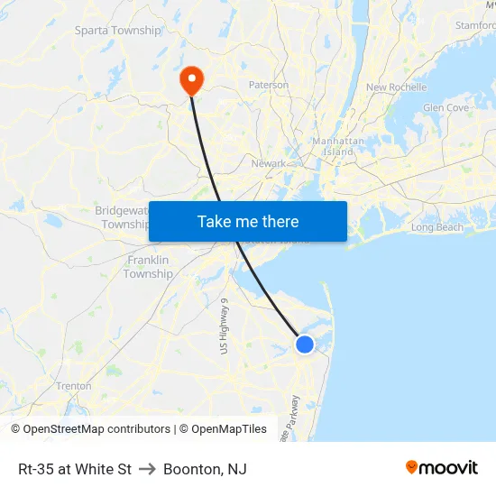 Rt-35 at White St to Boonton, NJ map