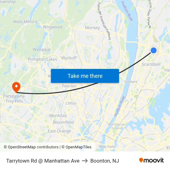 Tarrytown Rd @ Manhattan Ave to Boonton, NJ map