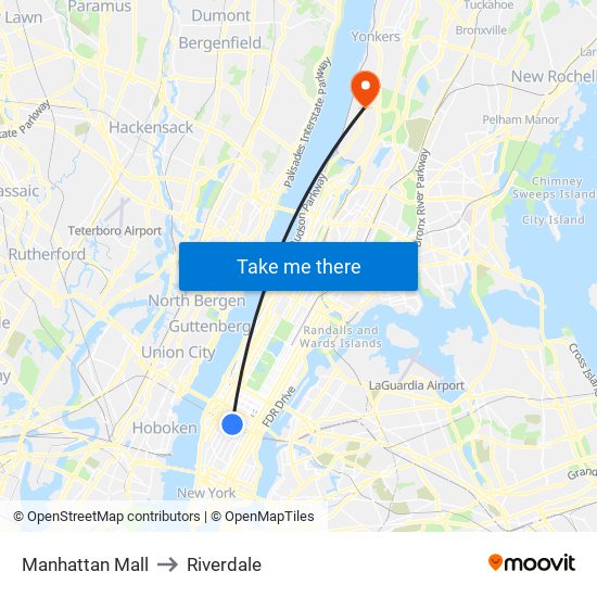 Manhattan Mall to Riverdale map