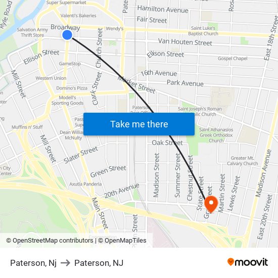 Paterson, Nj to Paterson, NJ map