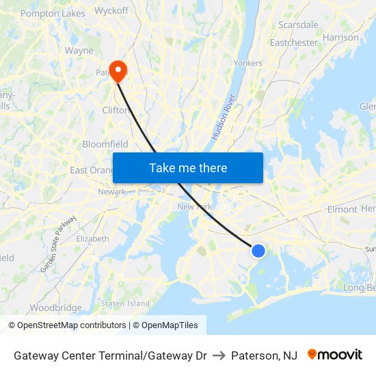 Gateway Center Terminal/Gateway Dr to Paterson, NJ map